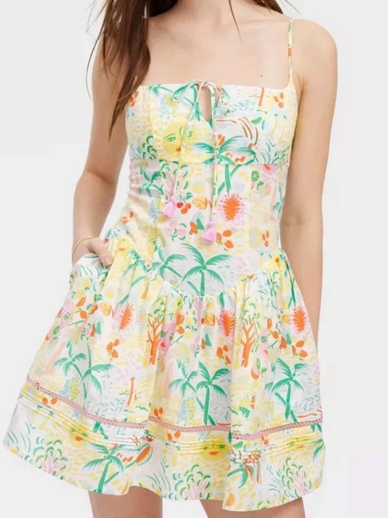 Roller Rabbit Dresses & Skirts - NWT Roller Rabbit Yellow Multicolor Tropical Print Mini Dress